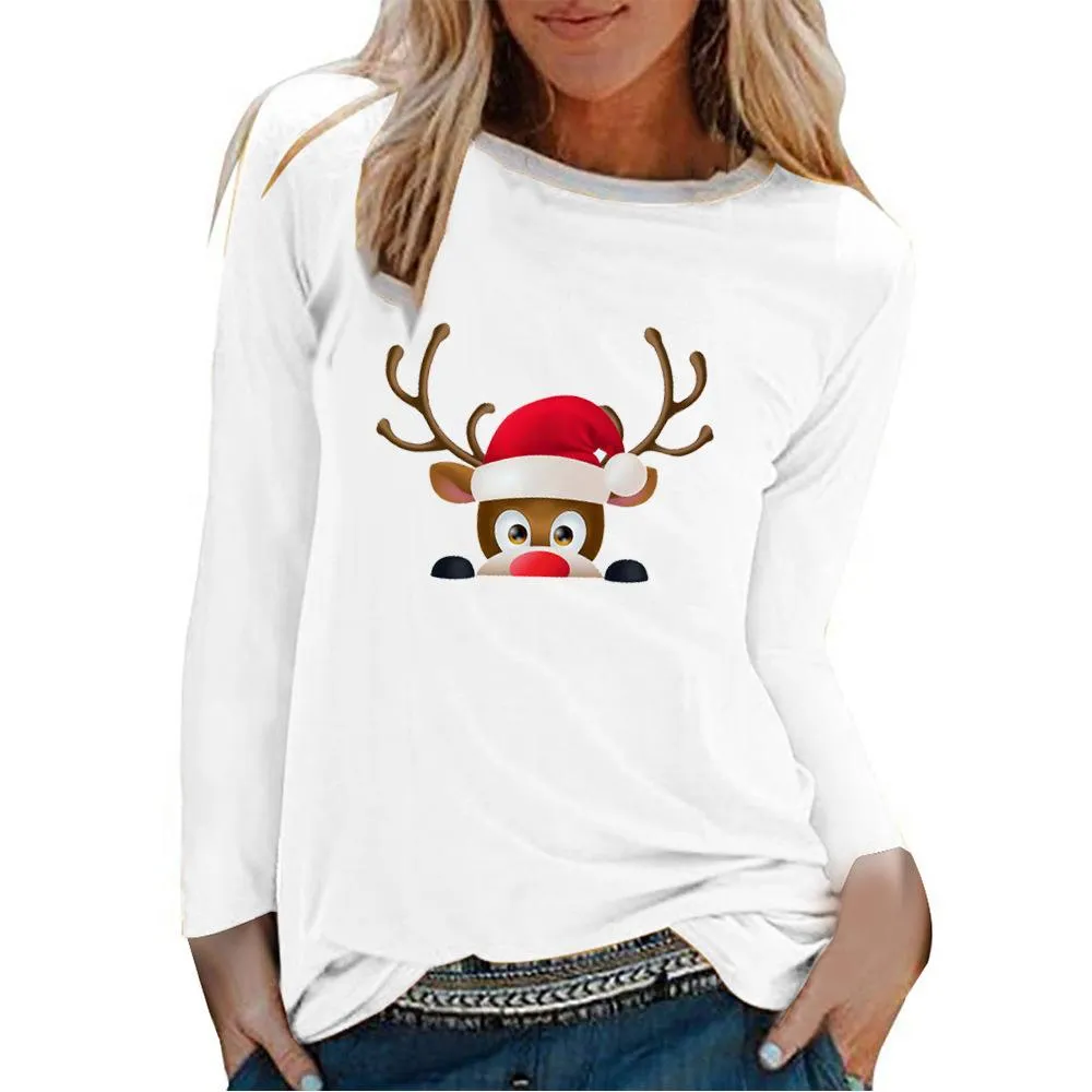 2020 Christmas Elk Print T-shirt plus size women's clothing