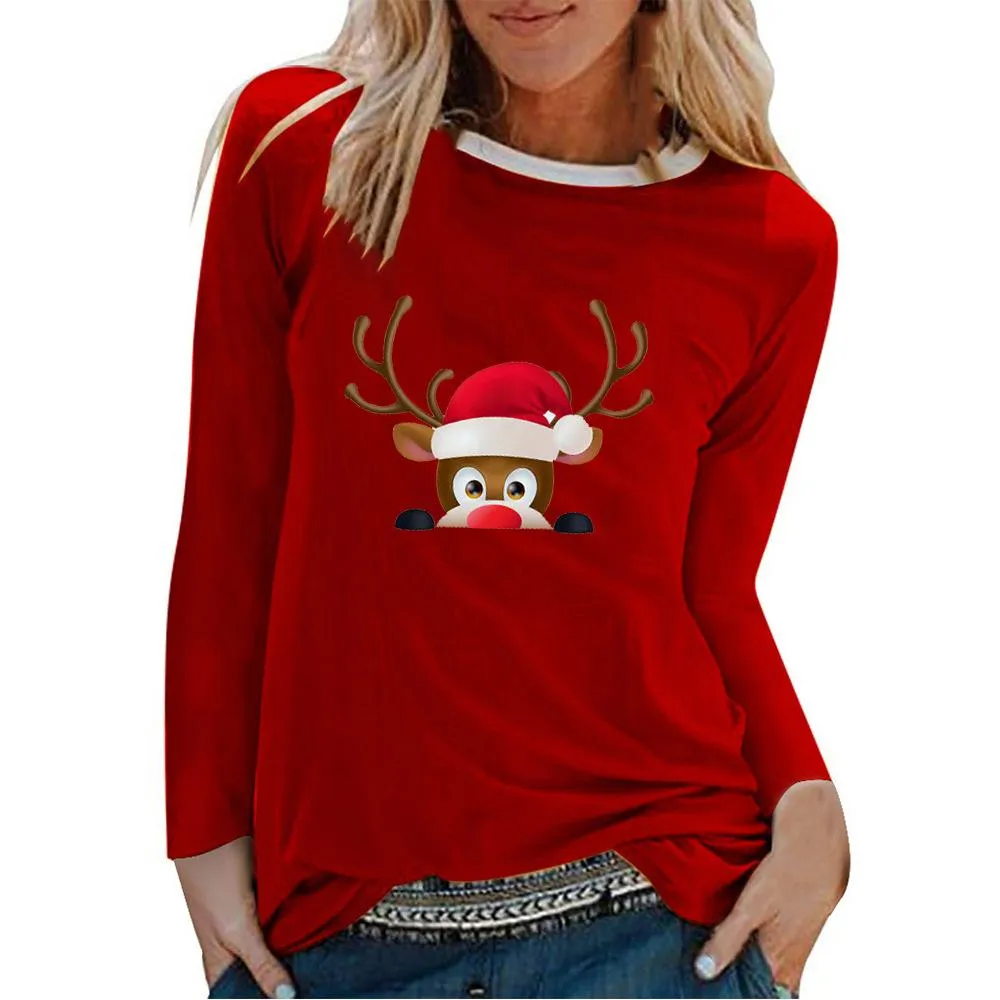 2020 Christmas Elk Print T-shirt plus size women's clothing