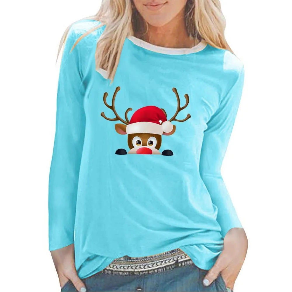 2020 Christmas Elk Print T-shirt plus size women's clothing