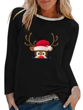 2020 Christmas Elk Print T-shirt plus size women's clothing