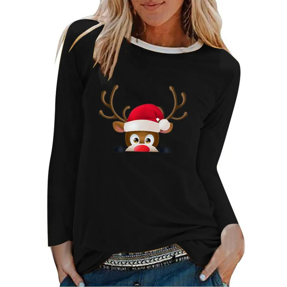 2020 Christmas Elk Print T-shirt plus size women's clothing