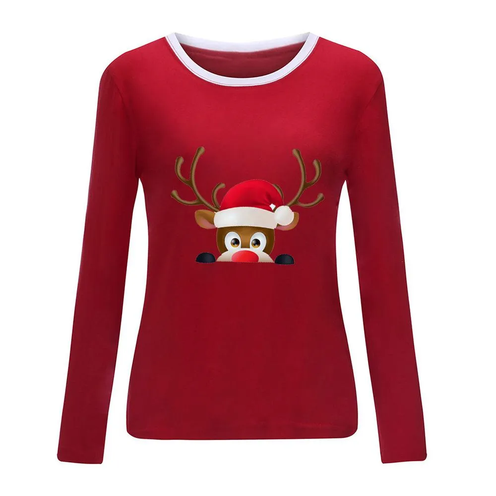 2020 Christmas Elk Print T-shirt plus size women's clothing