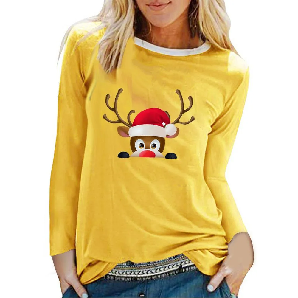 2020 Christmas Elk Print T-shirt plus size women's clothing
