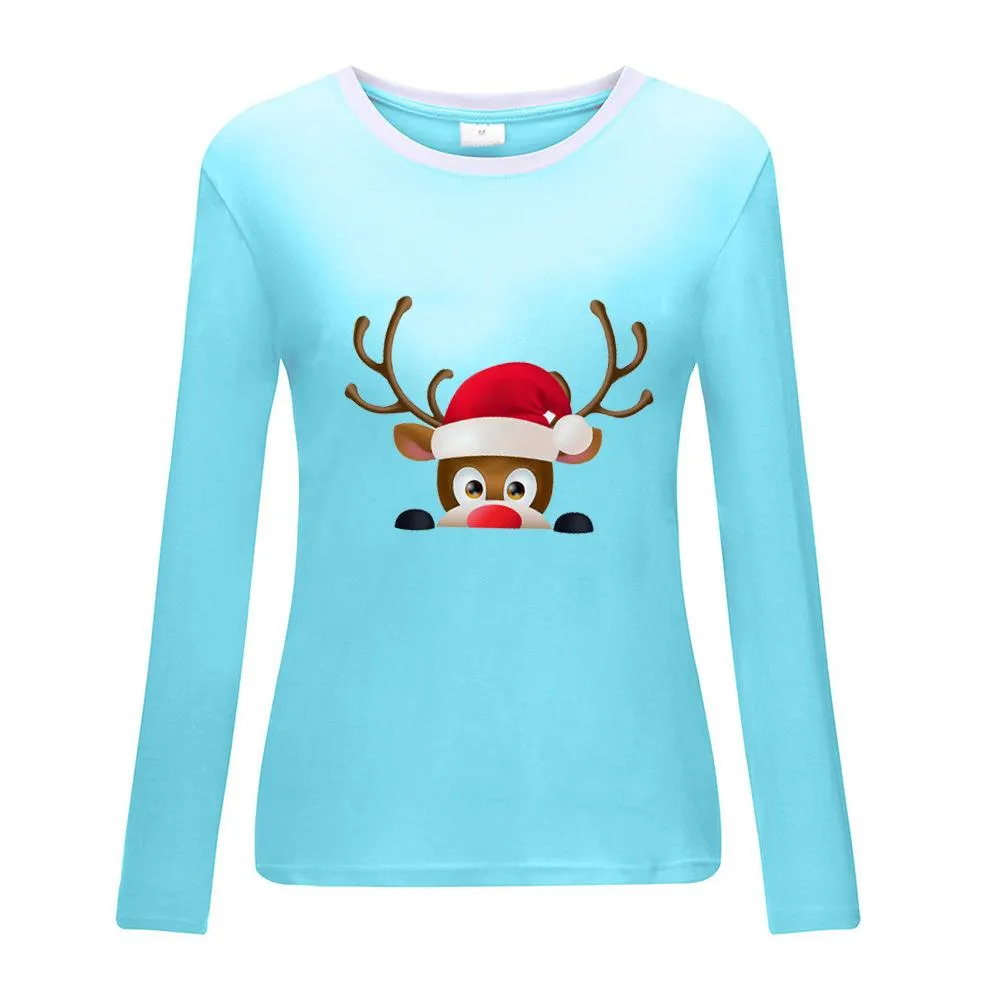 2020 Christmas Elk Print T-shirt plus size women's clothing