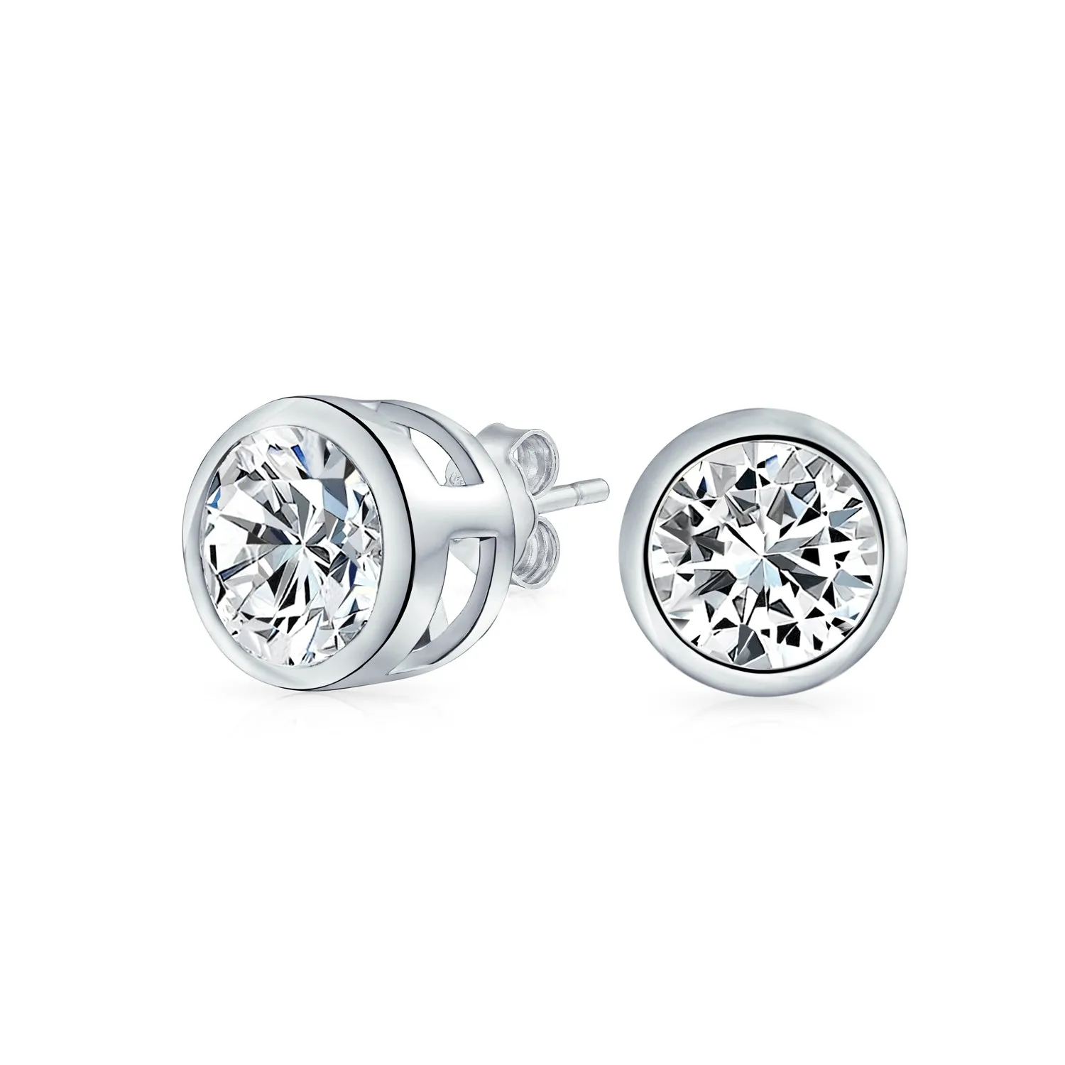 2CT Round AAA Color CZ Bezel Solitaire Pendant Earrings Jewelry Set