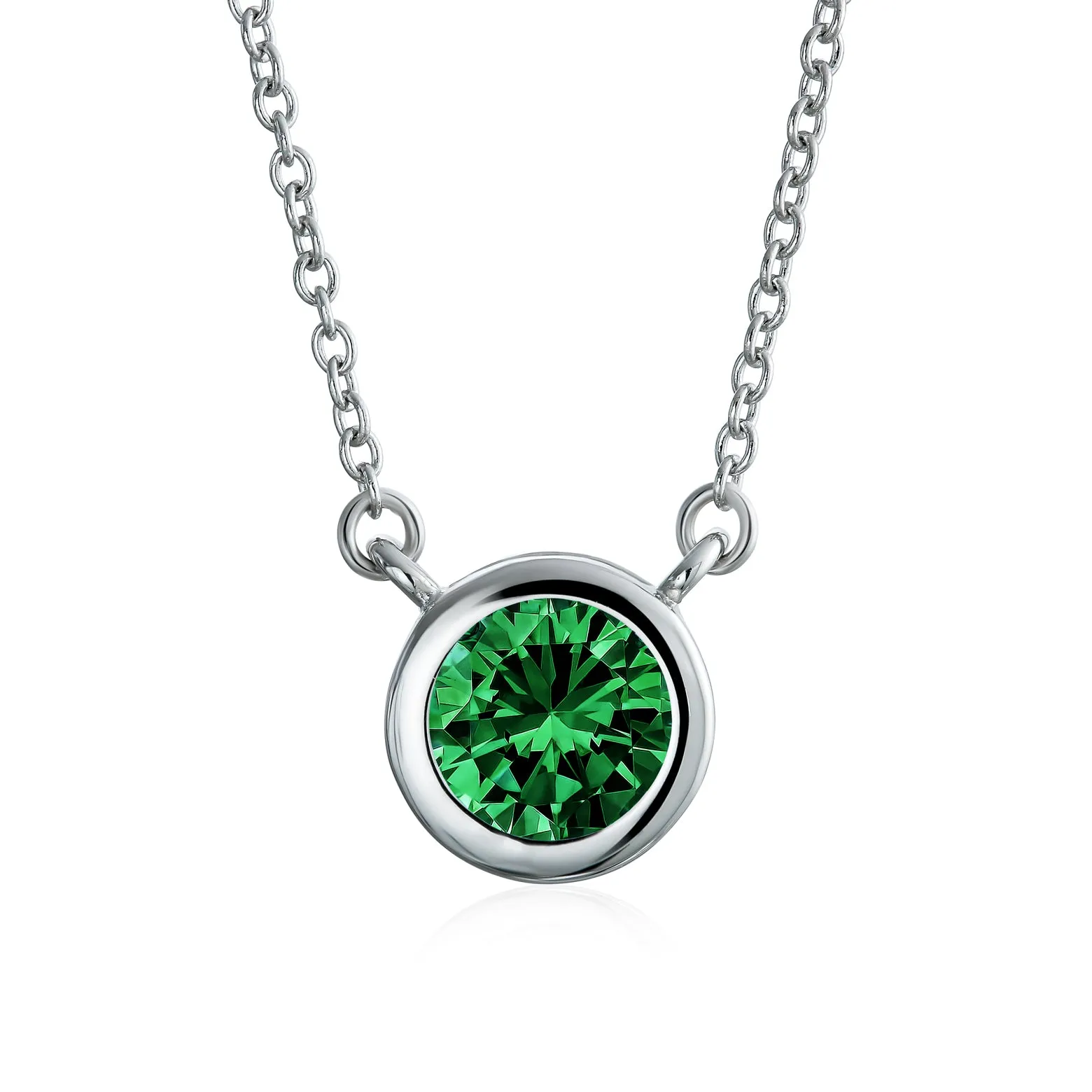2CT Round AAA Color CZ Bezel Solitaire Pendant Earrings Jewelry Set