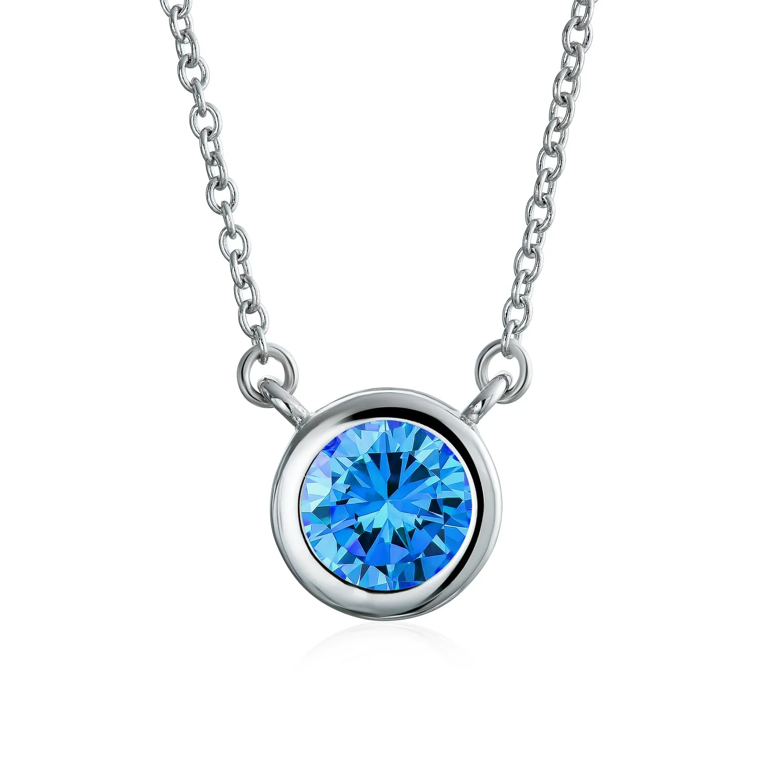 2CT Round AAA Color CZ Bezel Solitaire Pendant Earrings Jewelry Set
