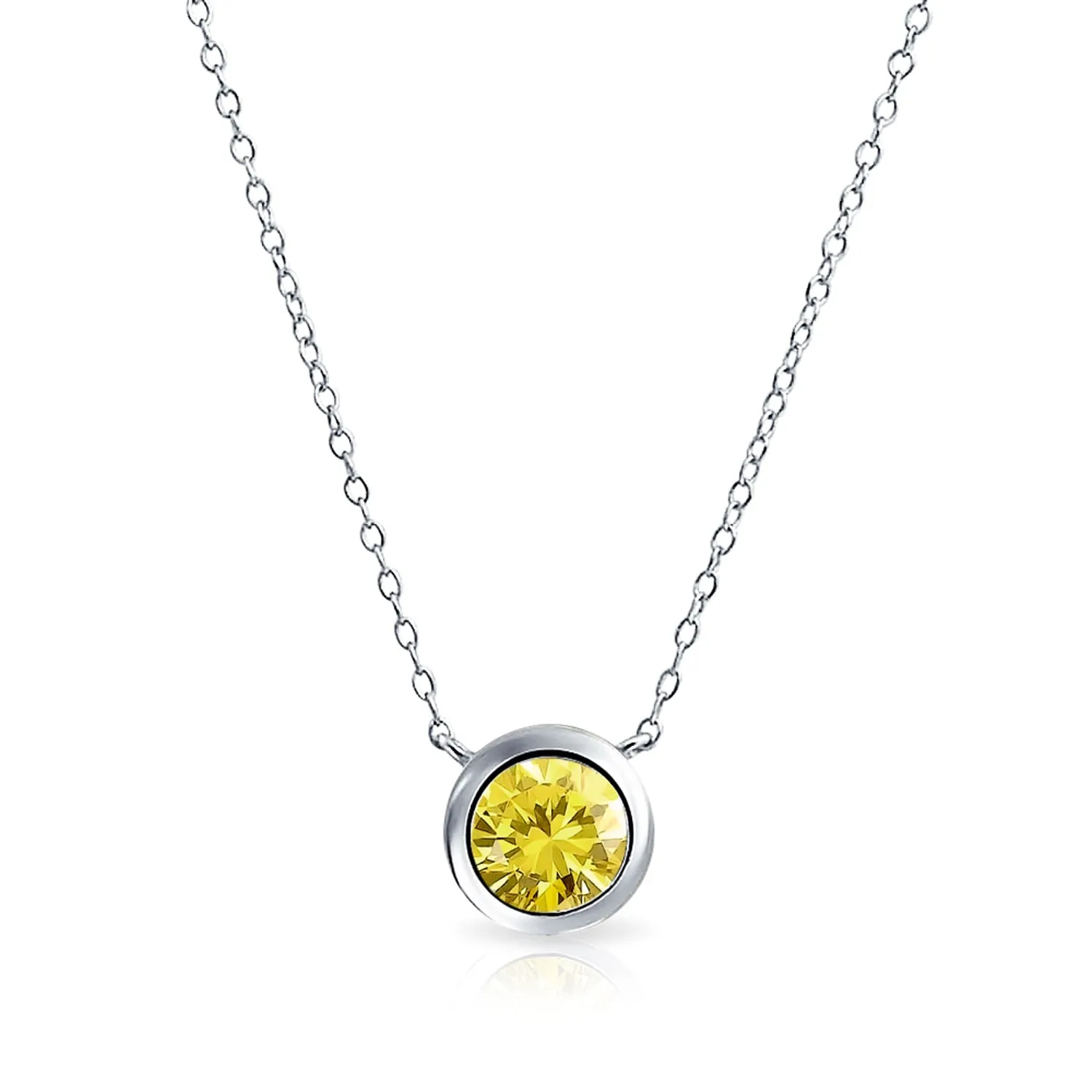 2CT Round AAA Color CZ Bezel Solitaire Pendant Earrings Jewelry Set