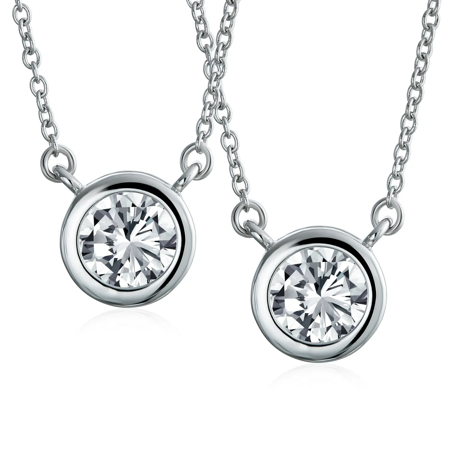 2CT Round AAA Color CZ Bezel Solitaire Pendant Earrings Jewelry Set