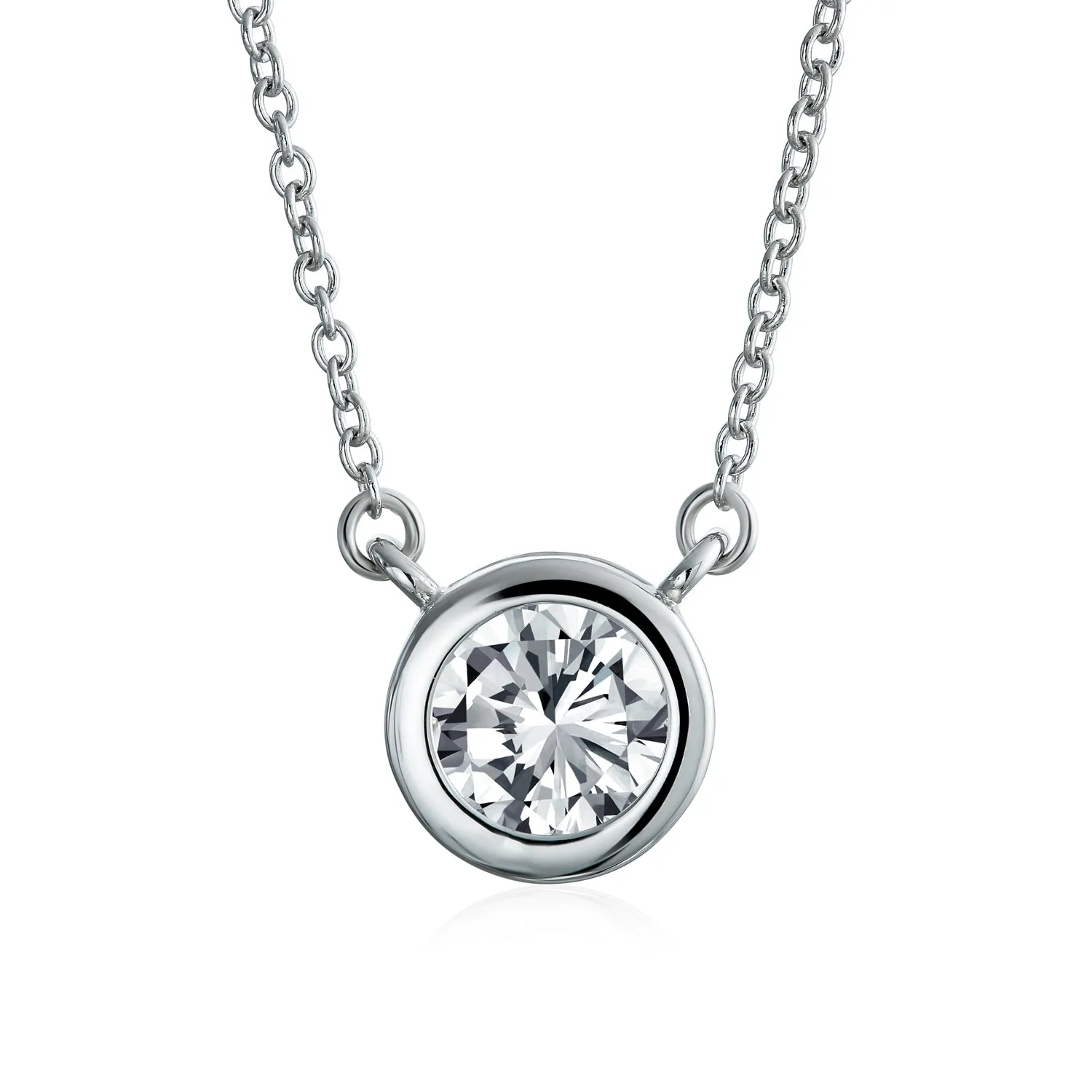 2CT Round AAA Color CZ Bezel Solitaire Pendant Earrings Jewelry Set