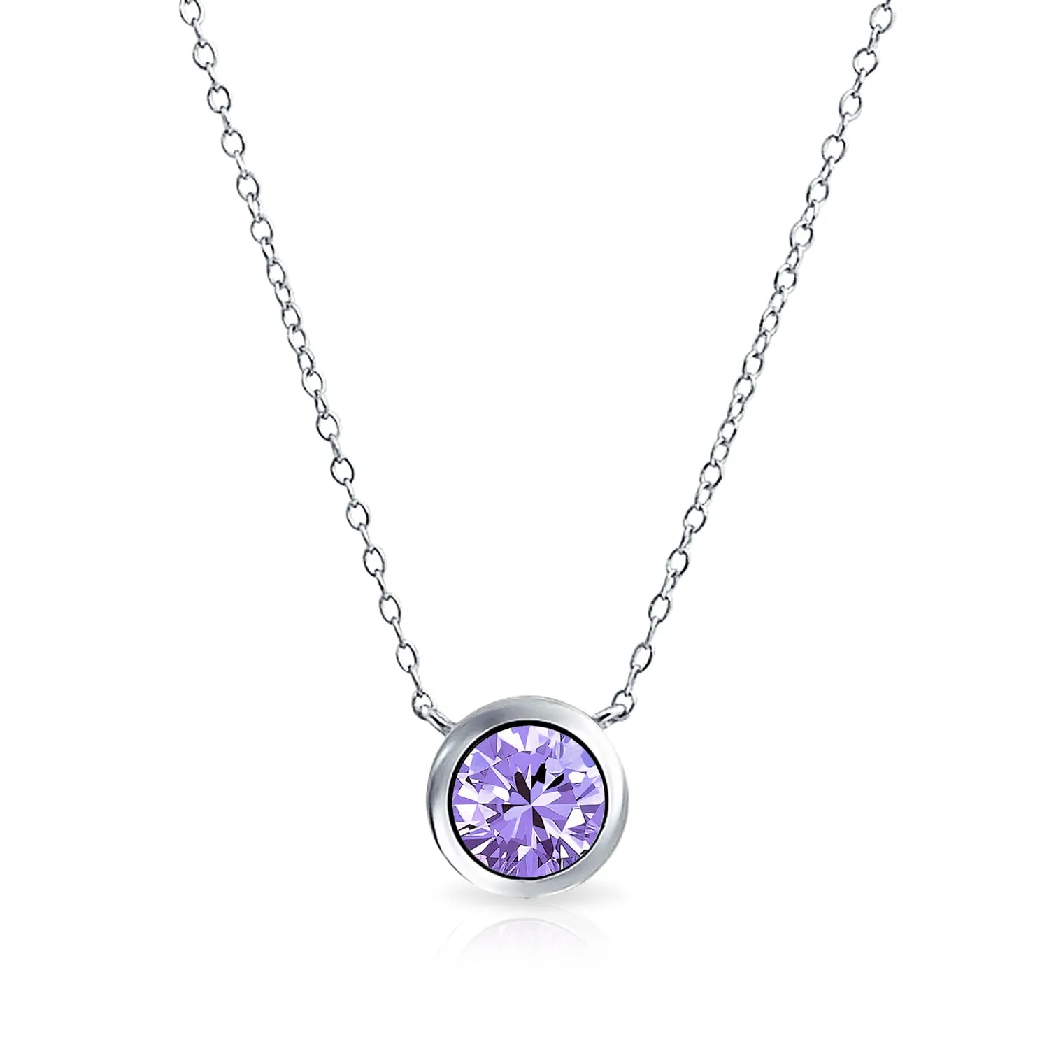 2CT Round AAA Color CZ Bezel Solitaire Pendant Earrings Jewelry Set