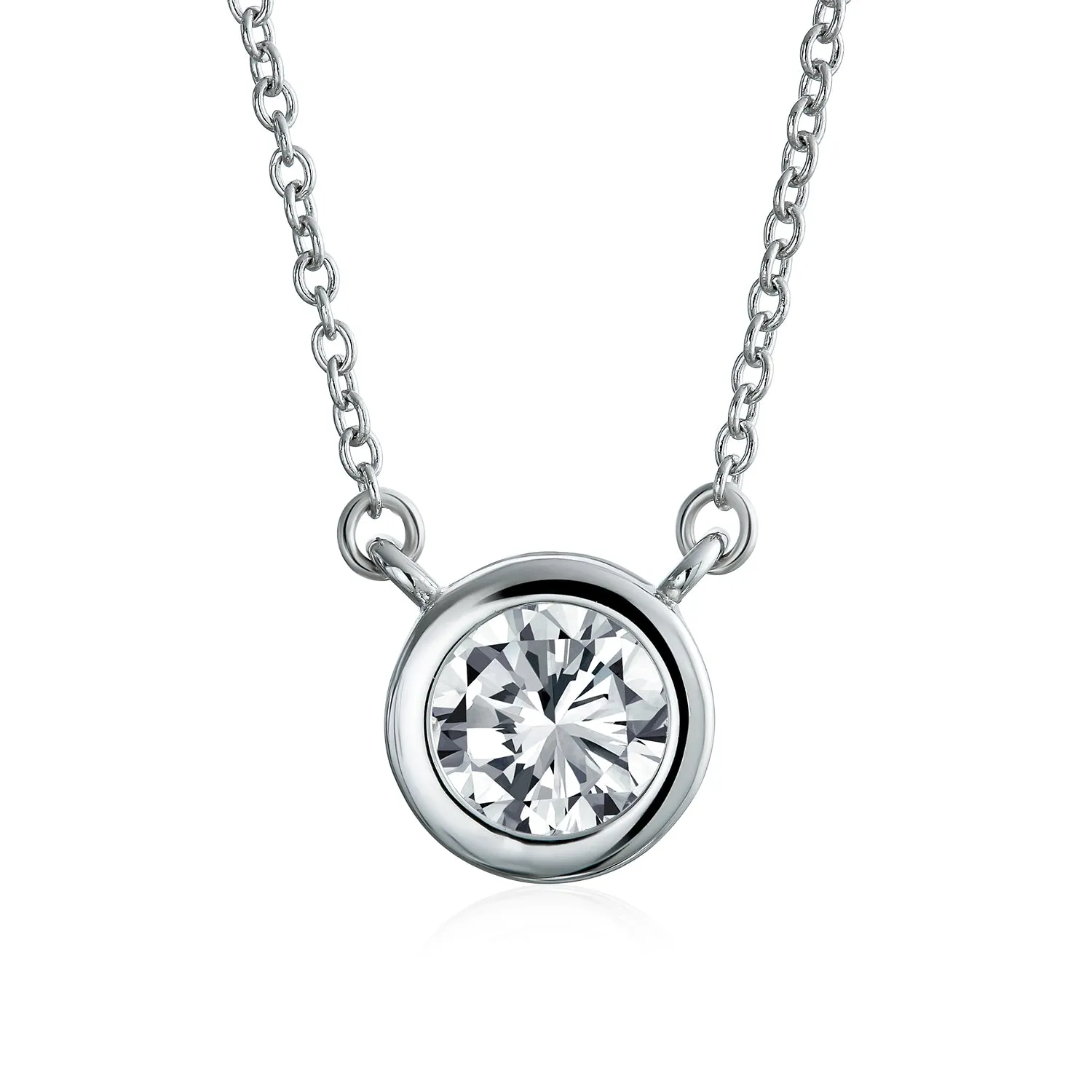 2CT Round AAA Color CZ Bezel Solitaire Pendant Earrings Jewelry Set