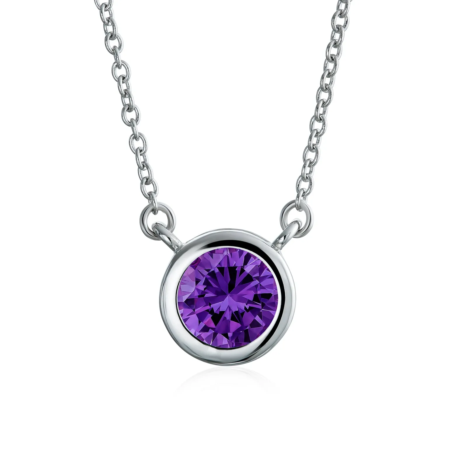 2CT Round AAA Color CZ Bezel Solitaire Pendant Earrings Jewelry Set