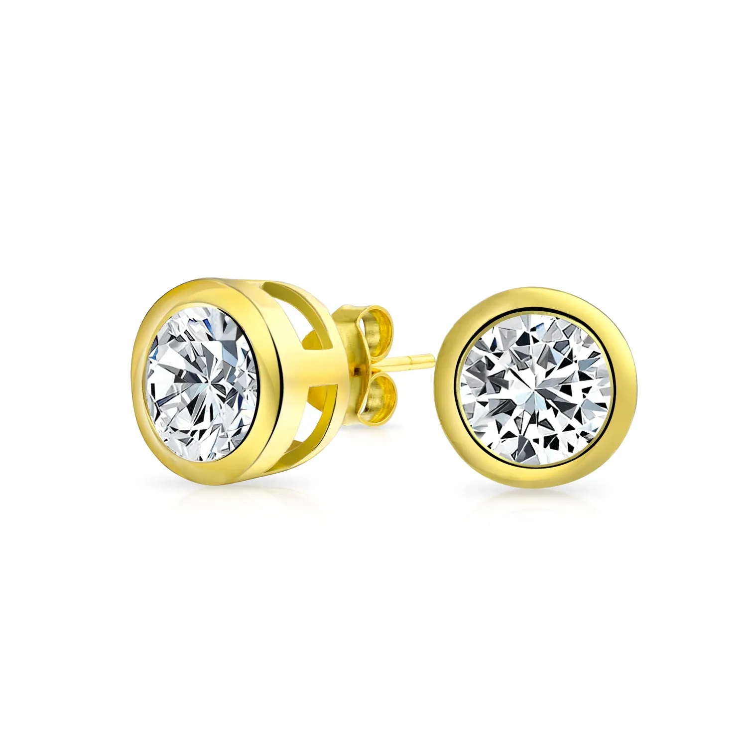 2CT Round AAA Color CZ Bezel Solitaire Pendant Earrings Jewelry Set