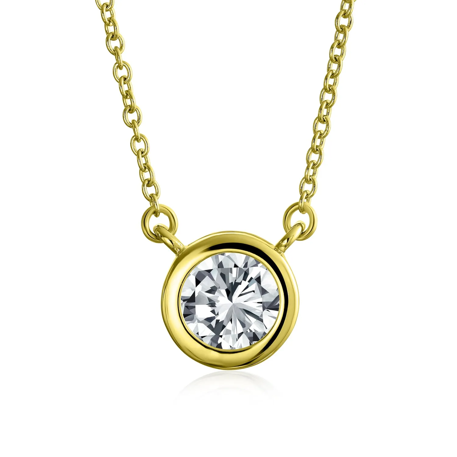 2CT Round AAA Color CZ Bezel Solitaire Pendant Earrings Jewelry Set