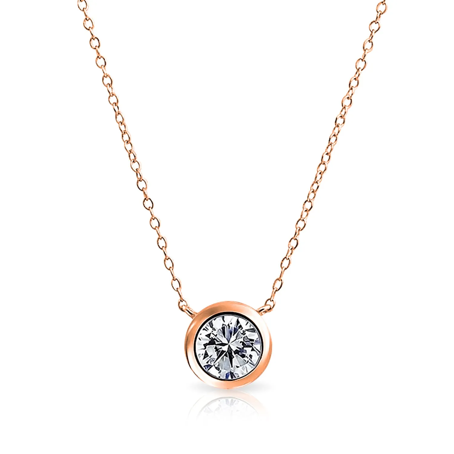 2CT Round AAA Color CZ Bezel Solitaire Pendant Earrings Jewelry Set
