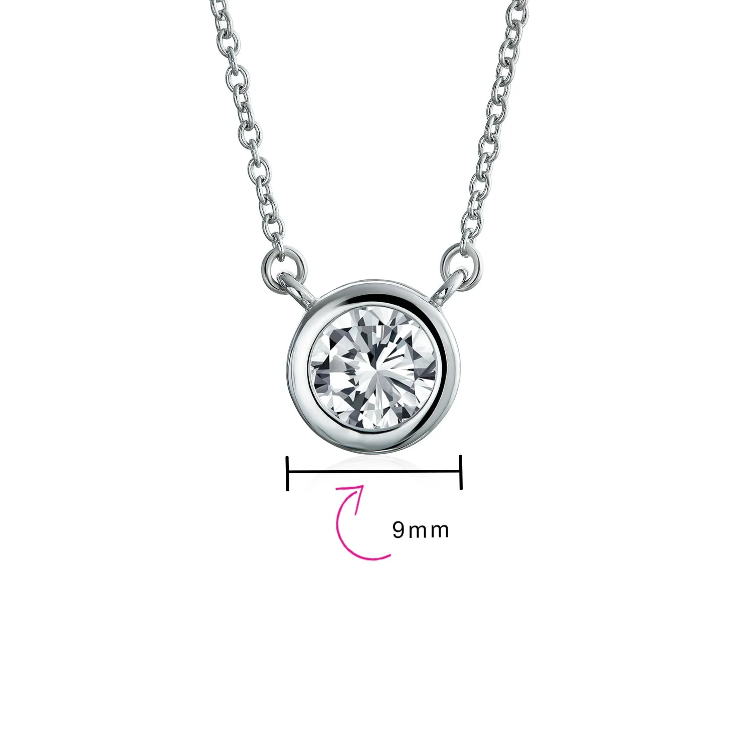 2CT Round AAA Color CZ Bezel Solitaire Pendant Earrings Jewelry Set