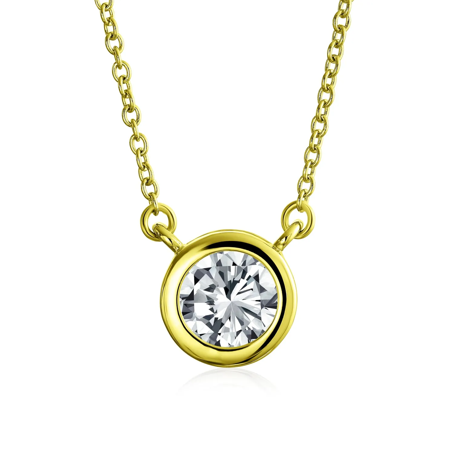 2CT Round AAA Color CZ Bezel Solitaire Pendant Earrings Jewelry Set