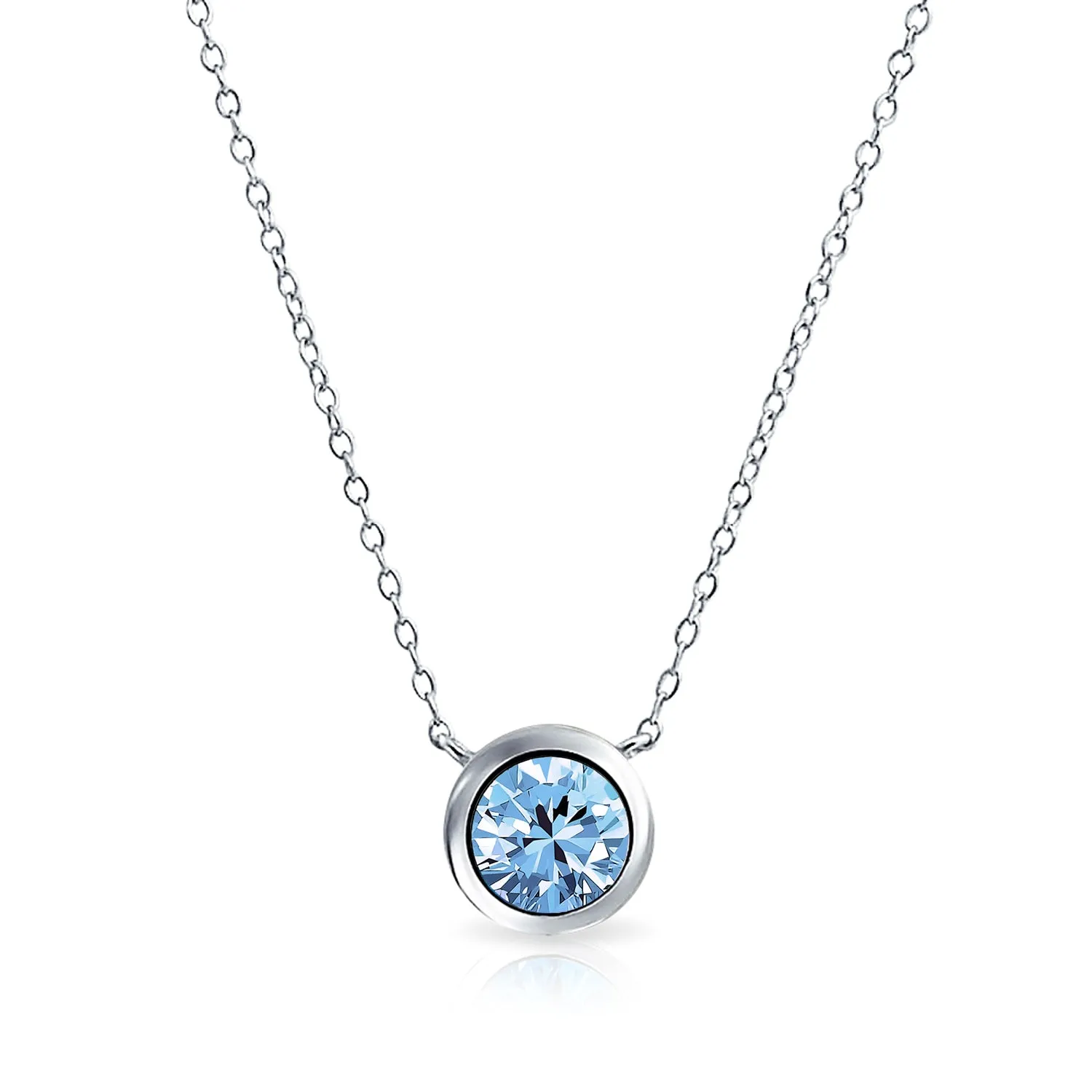 2CT Round AAA Color CZ Bezel Solitaire Pendant Earrings Jewelry Set