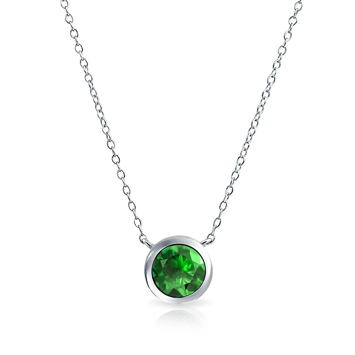 2CT Round AAA Color CZ Bezel Solitaire Pendant Earrings Jewelry Set