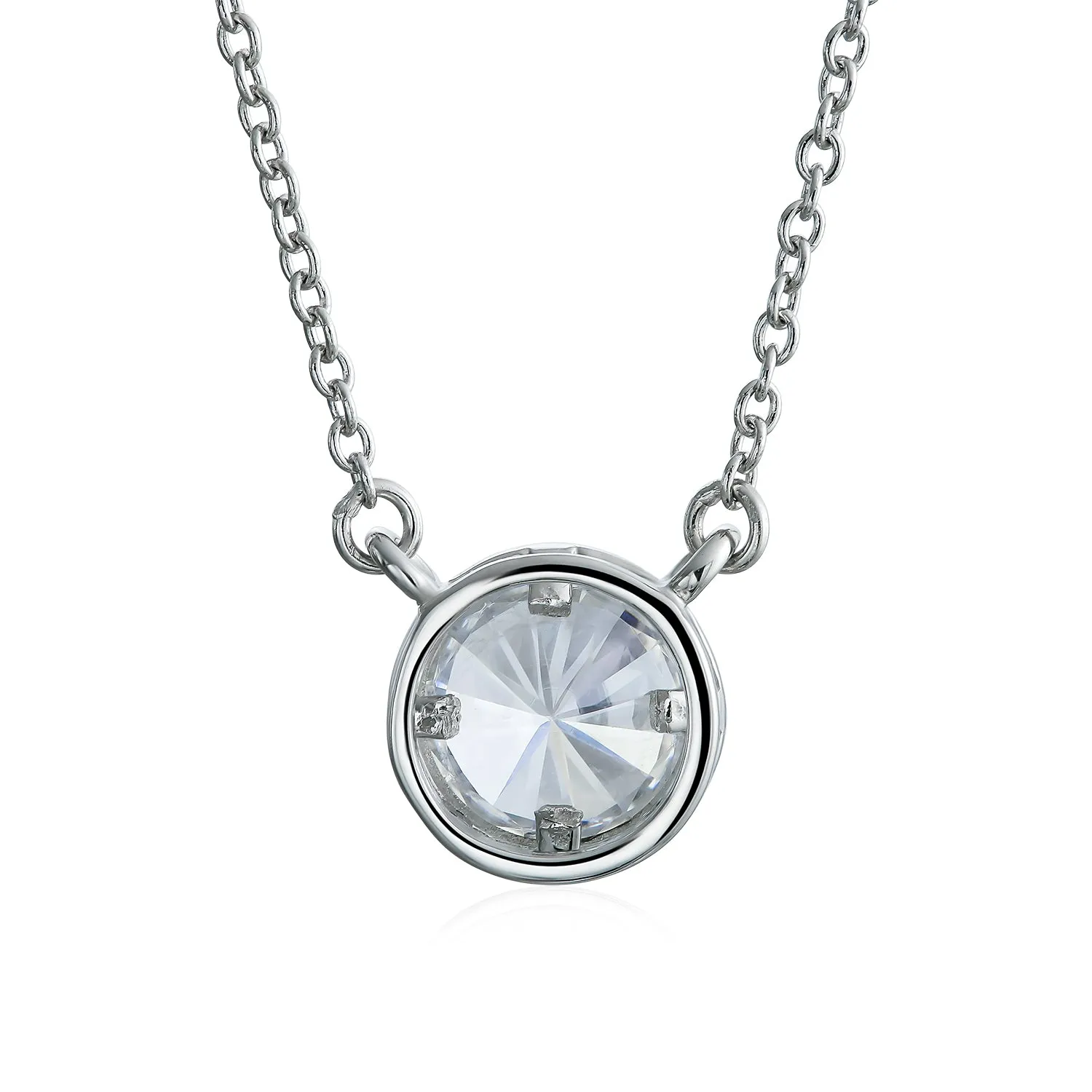 2CT Round AAA Color CZ Bezel Solitaire Pendant Earrings Jewelry Set