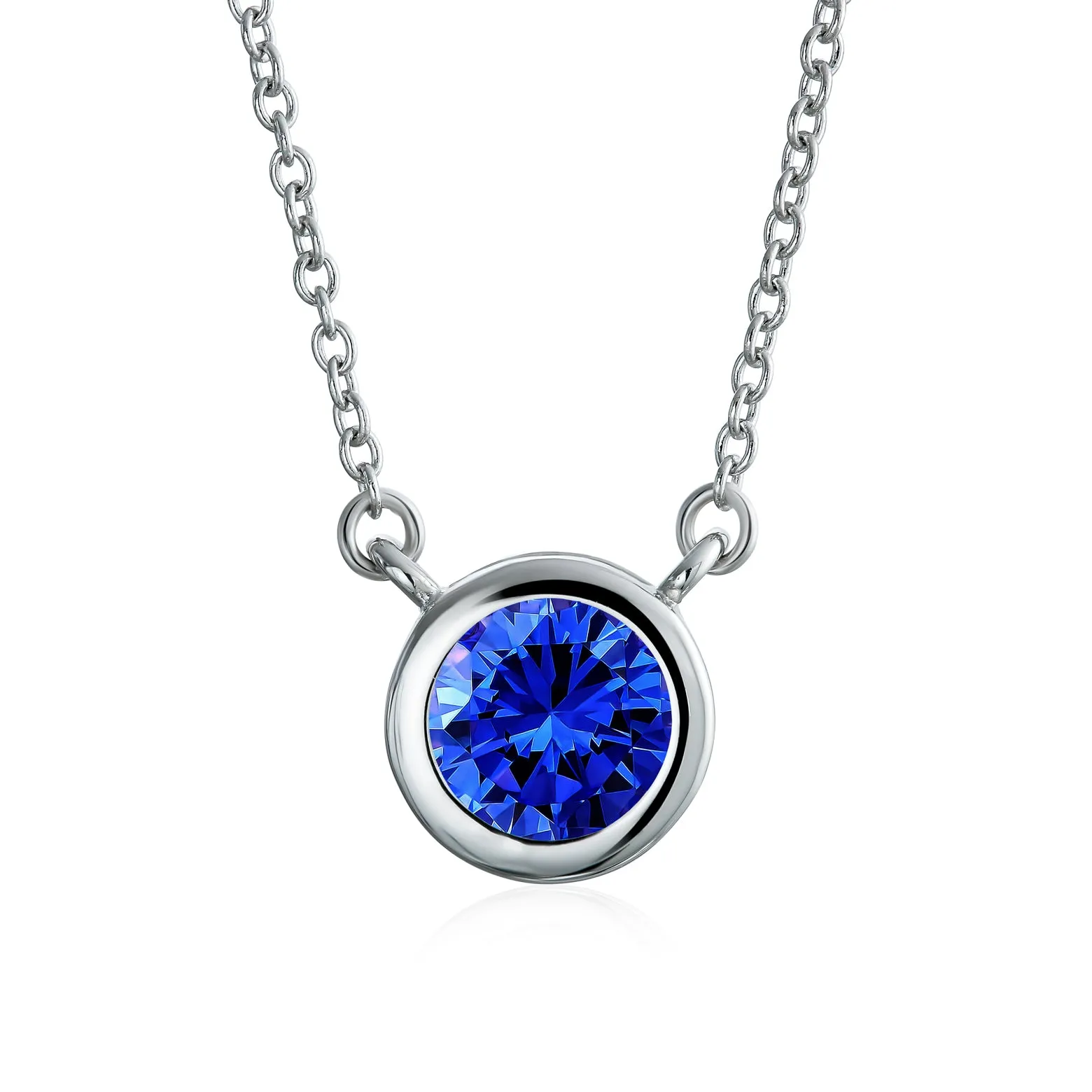 2CT Round AAA Color CZ Bezel Solitaire Pendant Earrings Jewelry Set