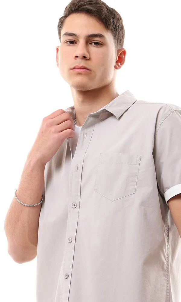 57236 Short Sleeves Buttons Down Grey Shirt