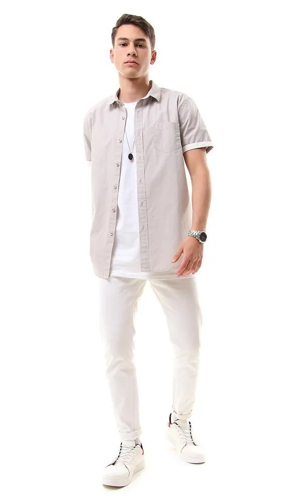 57236 Short Sleeves Buttons Down Grey Shirt