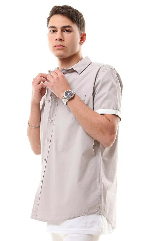 57236 Short Sleeves Buttons Down Grey Shirt