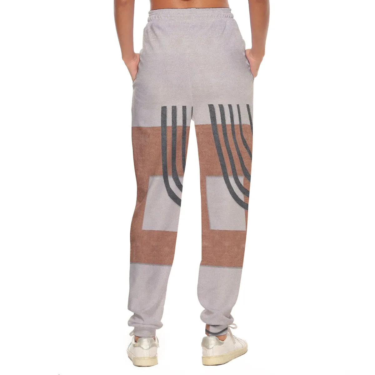 All-Over Print Women's Casual Pants 222 beige, abstract, print