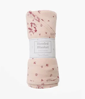 Baby Hooded Blanket - Pink Bunny Sketch Print