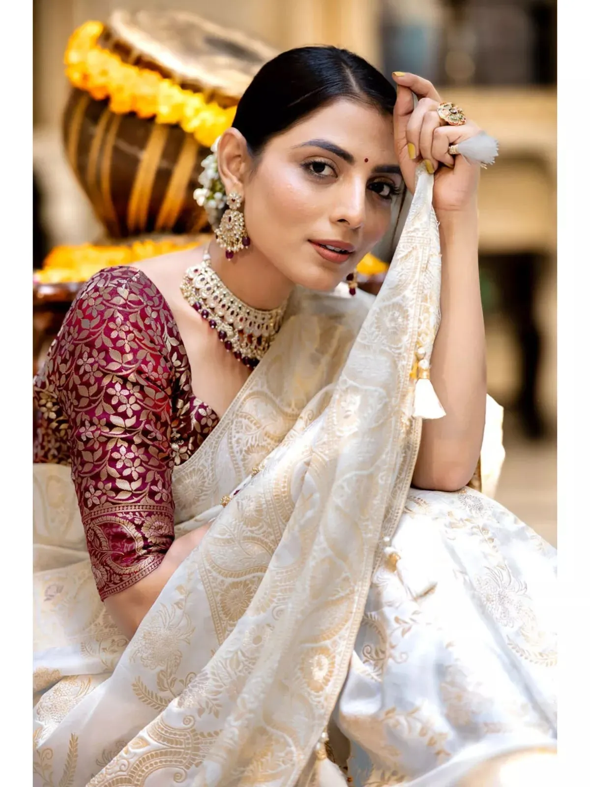 Banarasi Soft Silk Wedding Function Saree & Blouse