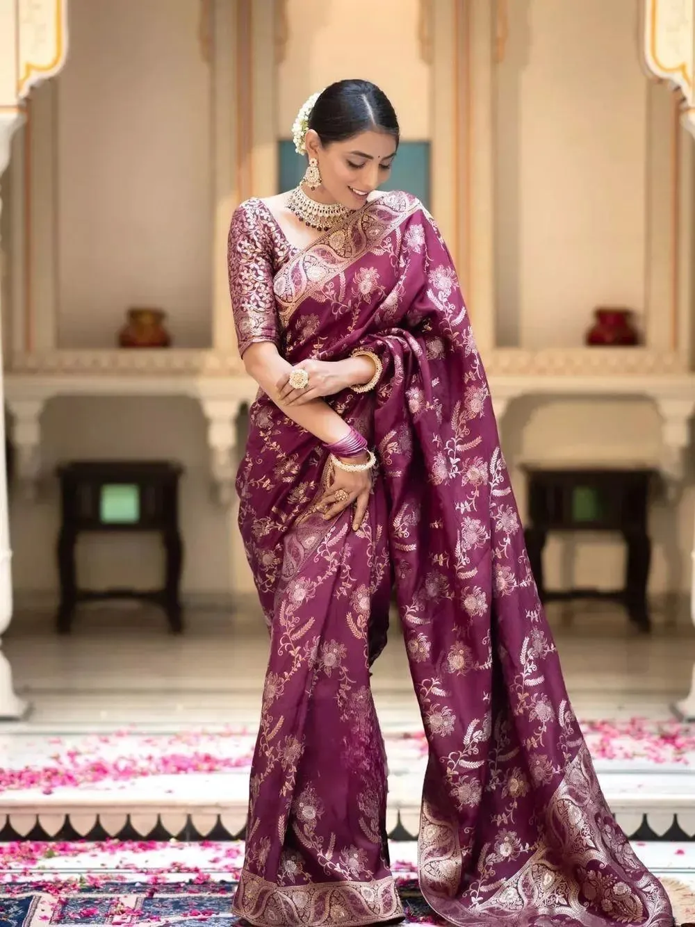 Banarasi Soft Silk Wedding Function Saree & Blouse