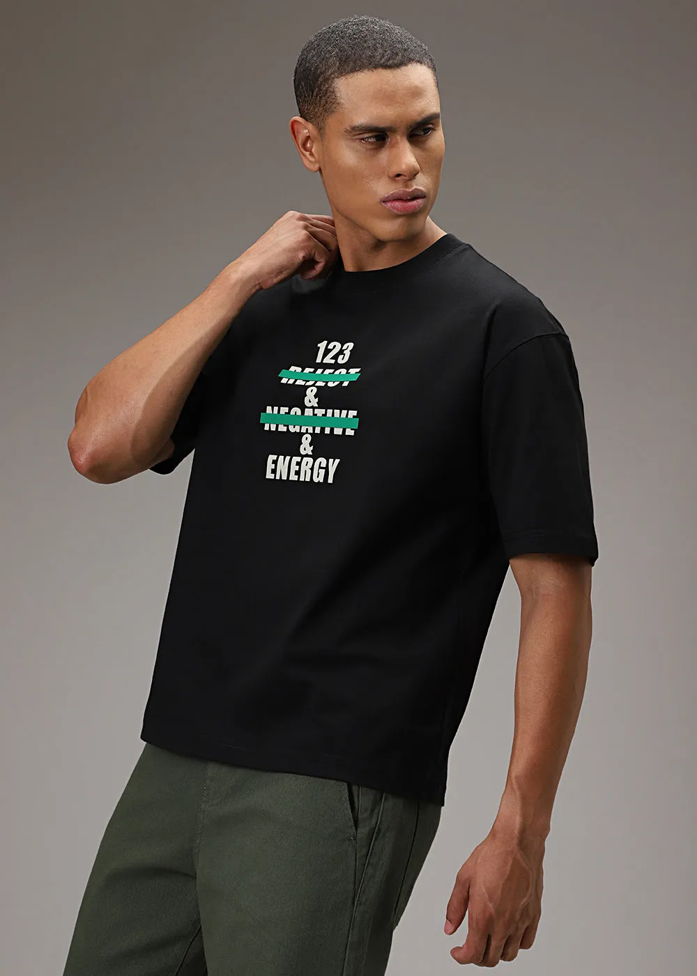 Black Printed Oversized T-shirt
