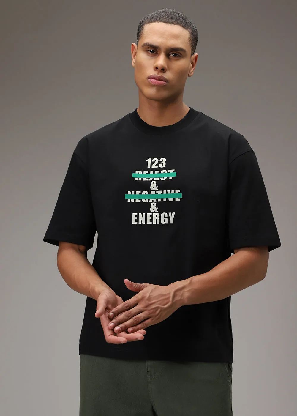 Black Printed Oversized T-shirt