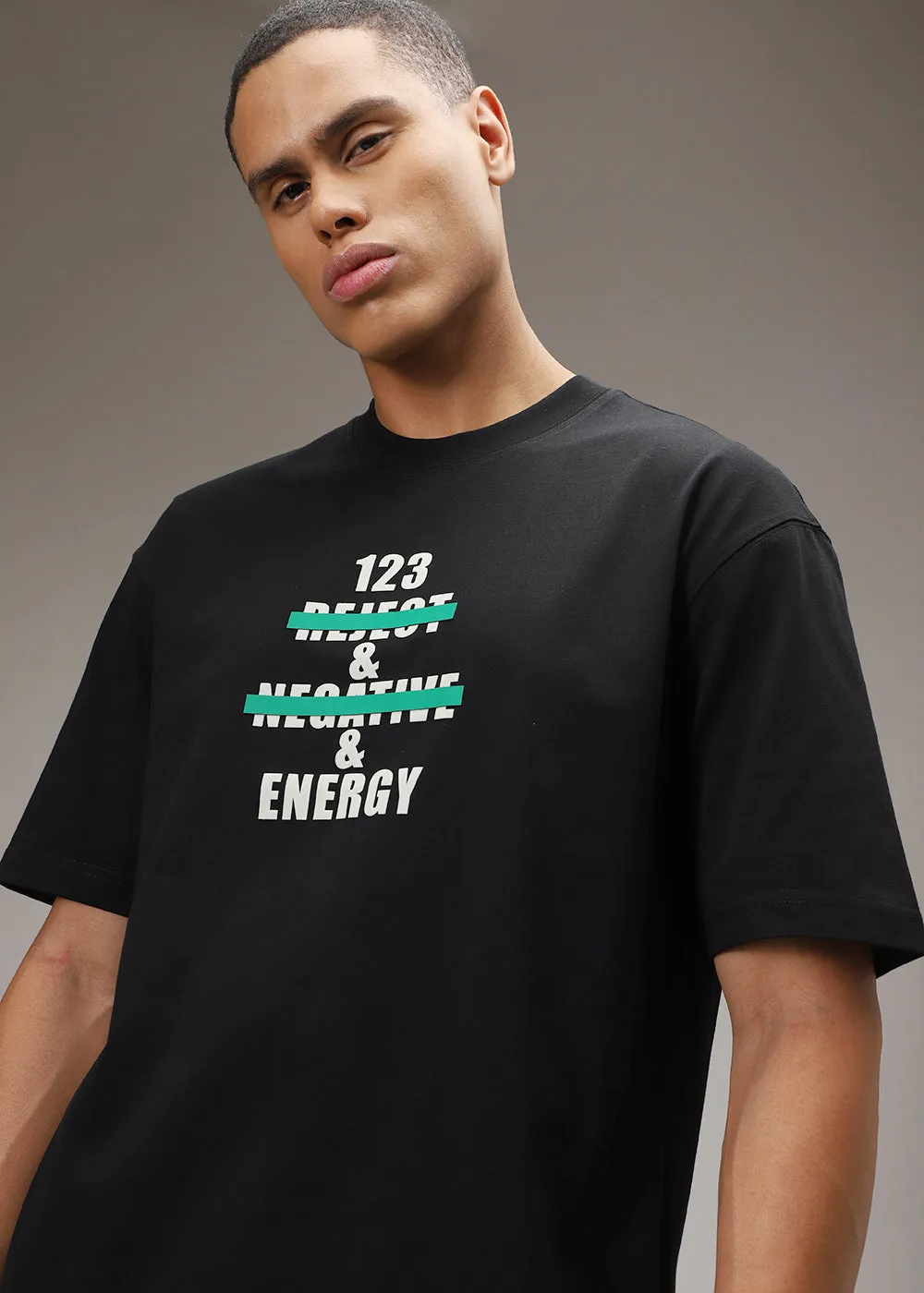 Black Printed Oversized T-shirt