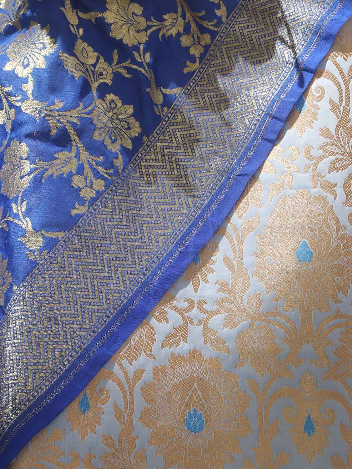 Blue Banarasi KimKhwab Silk Suit With Blue Banarasi Silk Dupatta