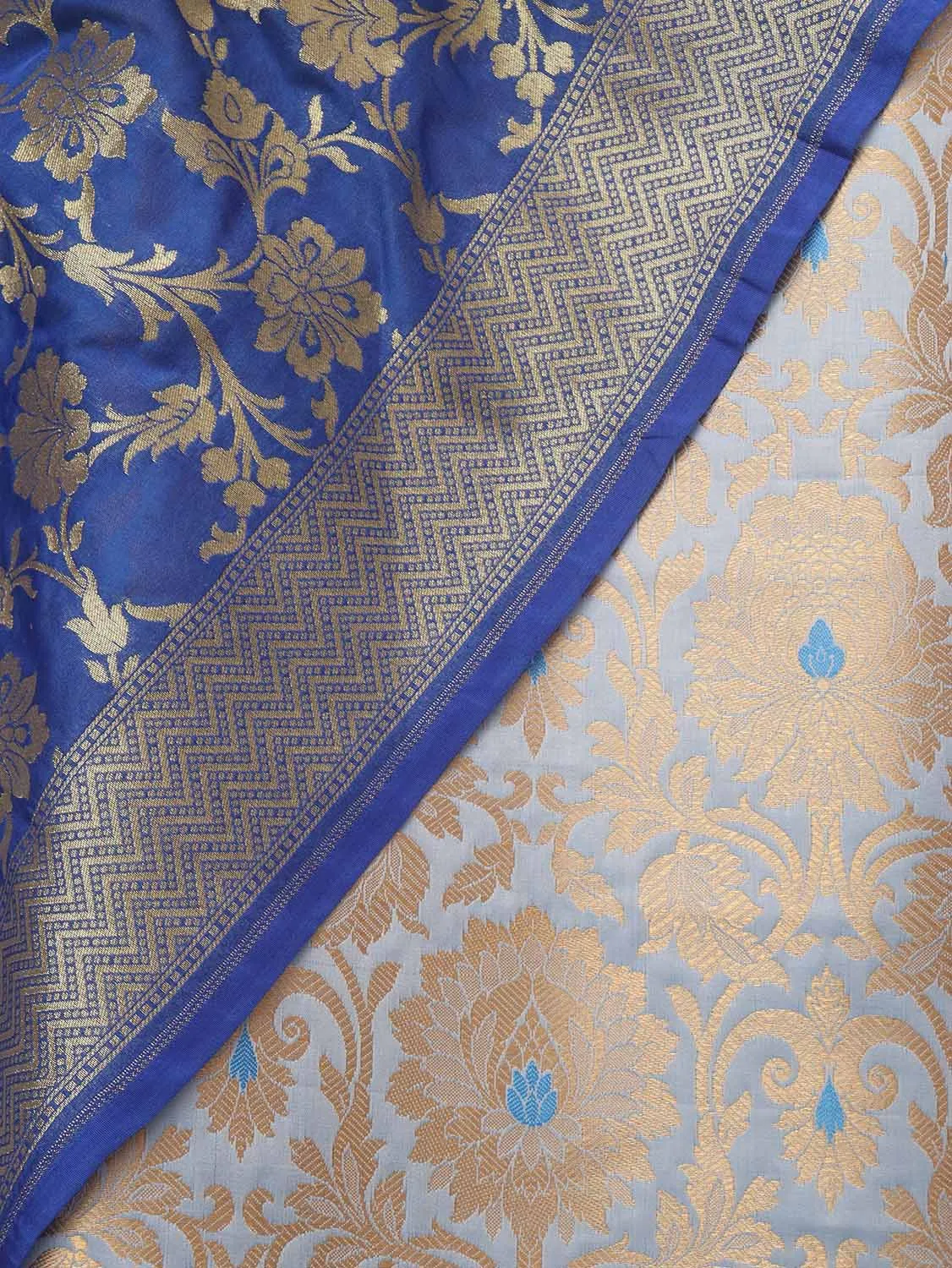 Blue Banarasi KimKhwab Silk Suit With Blue Banarasi Silk Dupatta
