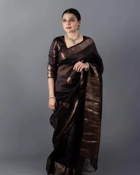 Bollywood Party Banarasi Soft Silk Saree,Classic Wedding Sari & Blouse