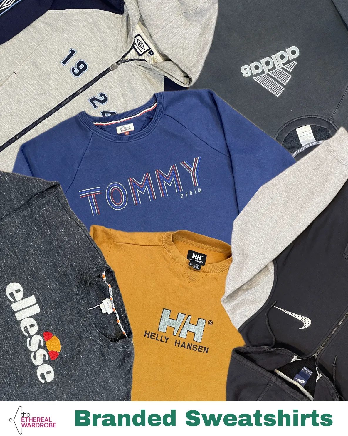 Branded Sweatshirts 10pce S-XL Nike, Adidas, Helly Hansen, Tommy Hilfiger & other brands