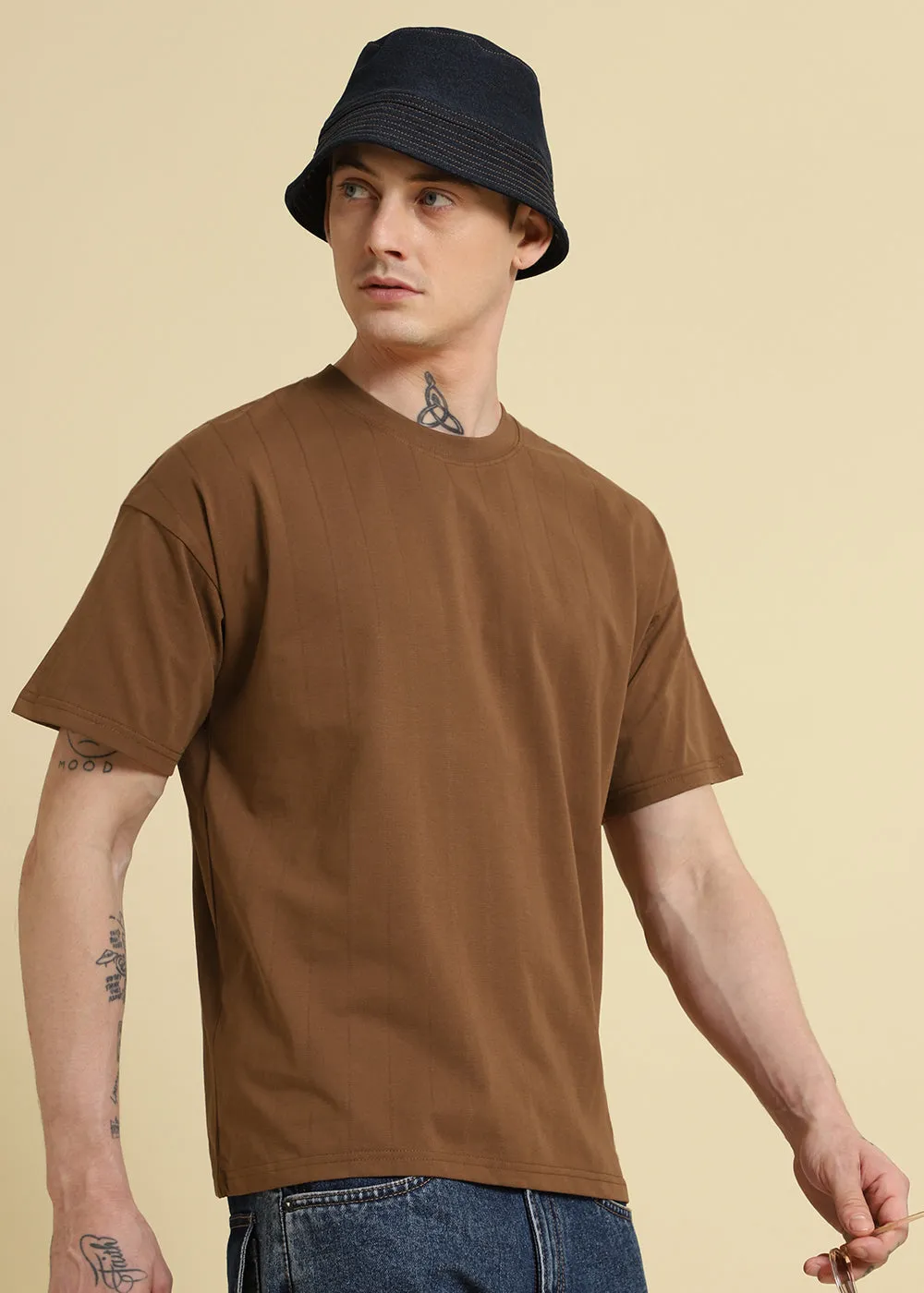 Brown Stripped Oversized T-shirt