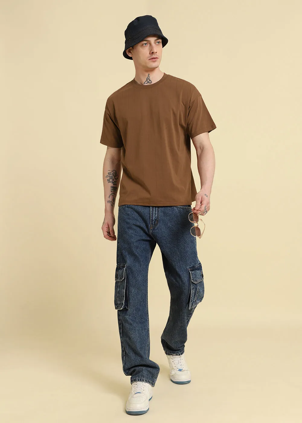 Brown Stripped Oversized T-shirt