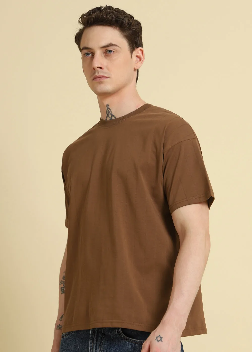 Brown Stripped Oversized T-shirt
