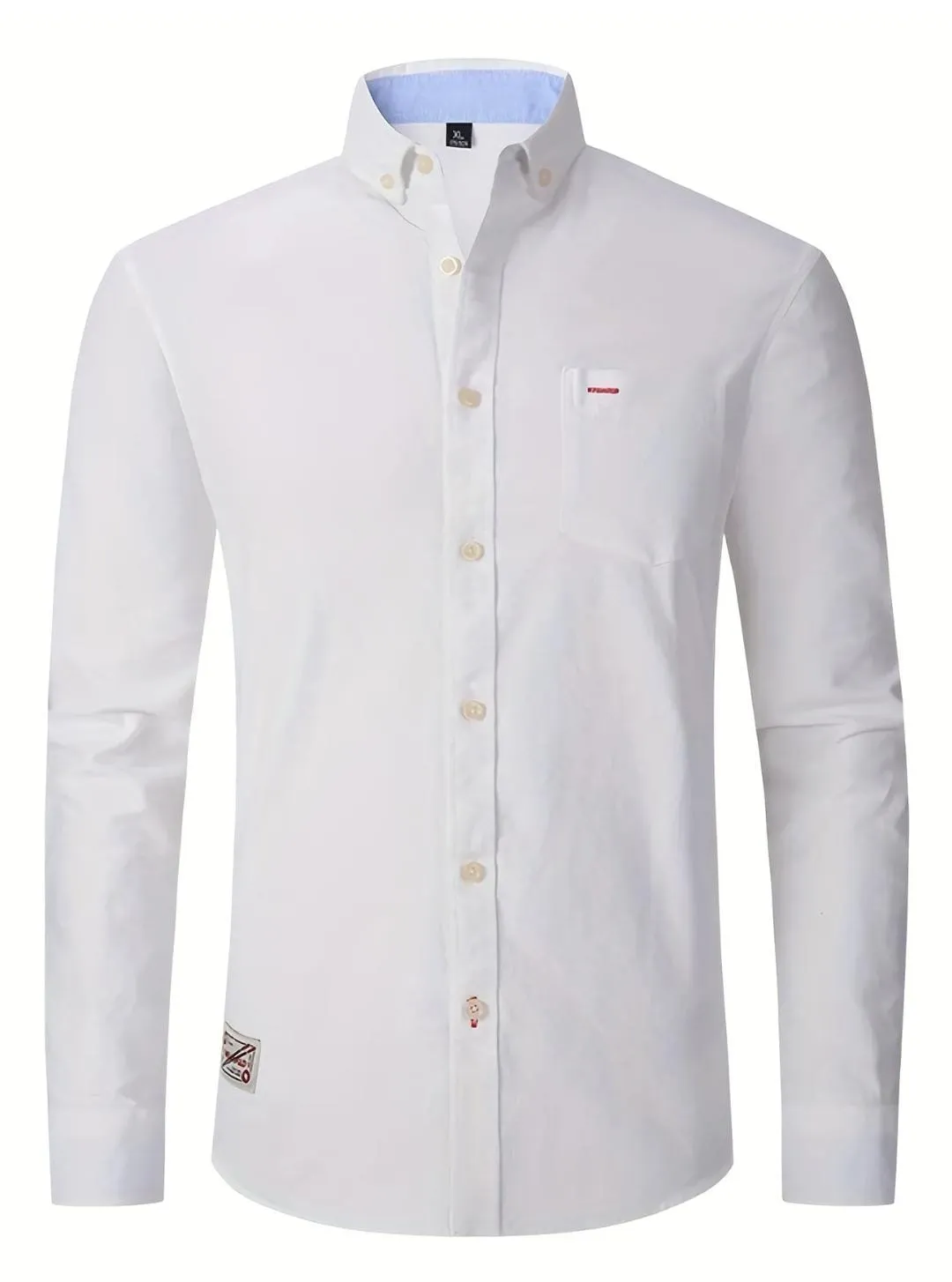 Classic Design Men's Casual Button Up Long Sleeve Cotton Shirt With Chest Pocket XL S4748364