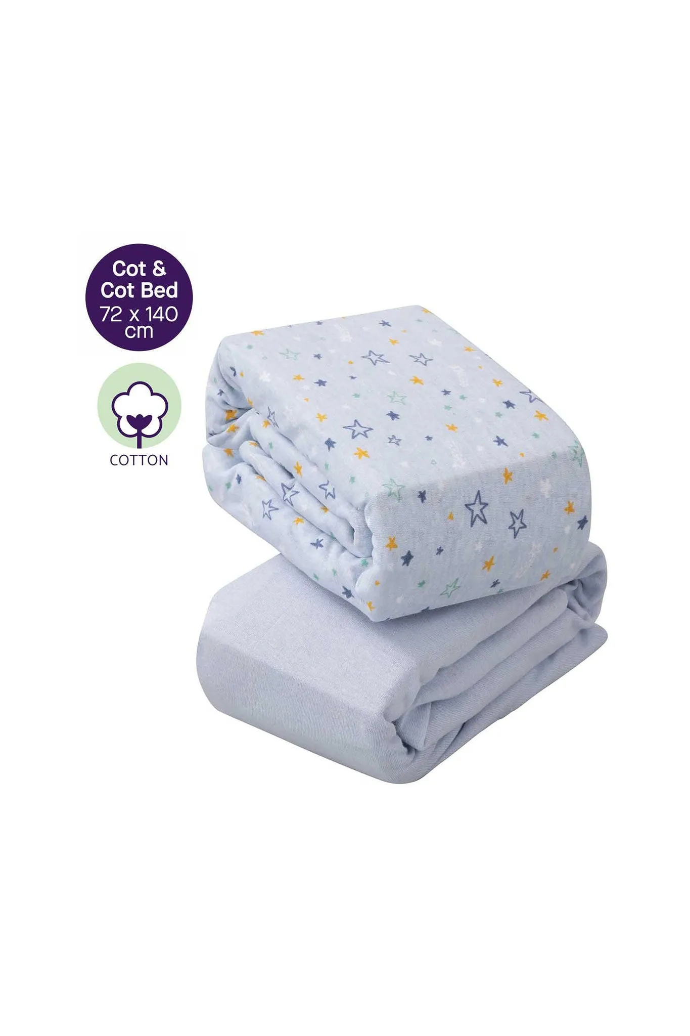 Clevamama Jersey Cot Bed Fitted Sheet 2pk