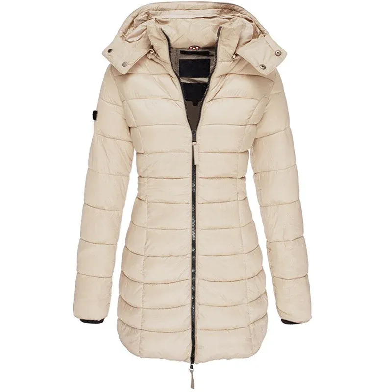 Comfortable down jacket with hood and zipper