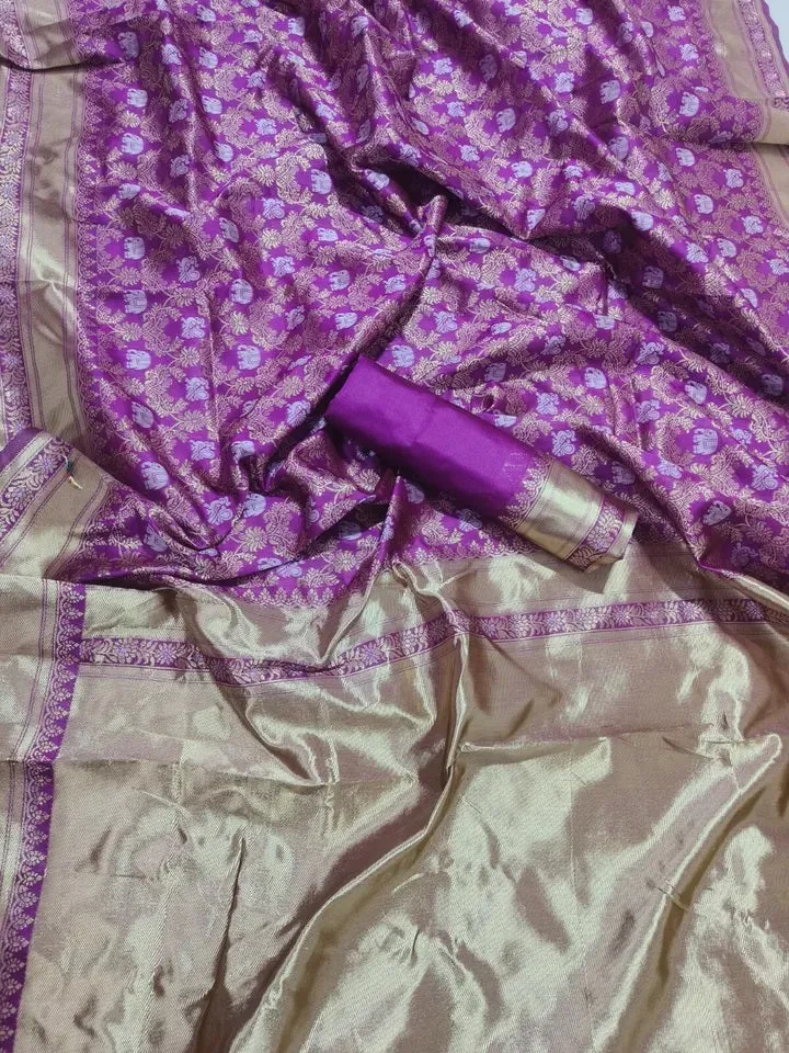 Designer Banarasi Soft Silk Saree With Blouse