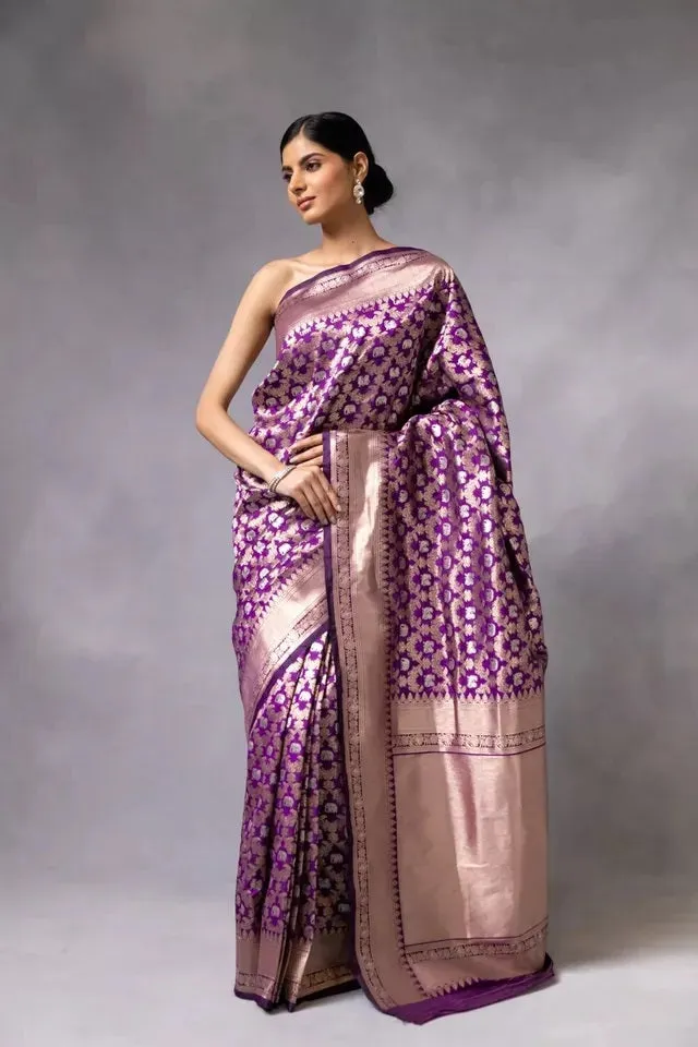 Designer Banarasi Soft Silk Saree With Blouse