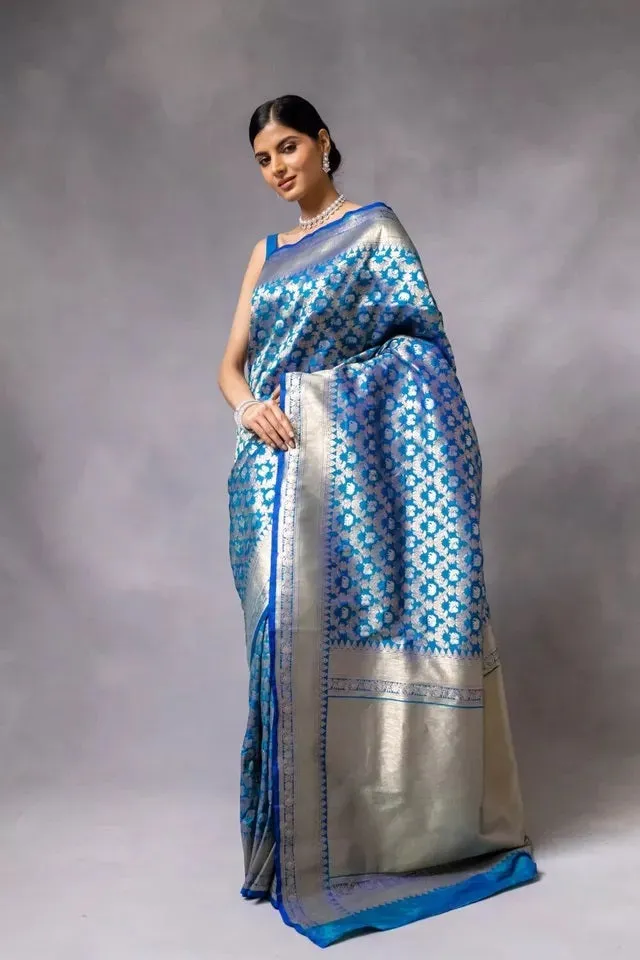 Designer Banarasi Soft Silk Saree With Blouse