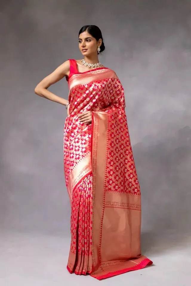 Designer Banarasi Soft Silk Saree With Blouse